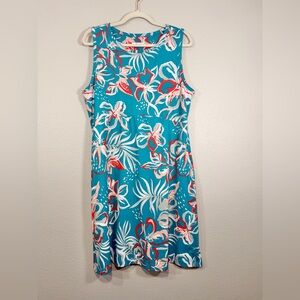 Columbia Dress PFG Teal Floral Midi Sleeveless Athletic Golf Tennis Women XL